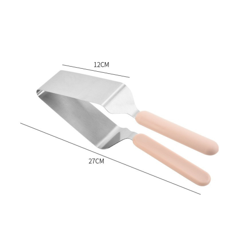 Paleta pentru Taiat si Servit Prajituri, , Otel Inoxidabil, Maner Usor de Prins, Divizor Triunghiular, 27 x 12 cm, Roz [3]