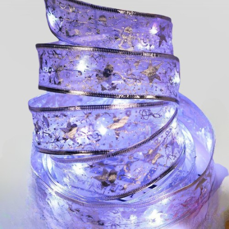 Panglică LED de Crăciun Aurie, lungime 20 m , 200 LED-uri, Baterii, Alb rece [4]