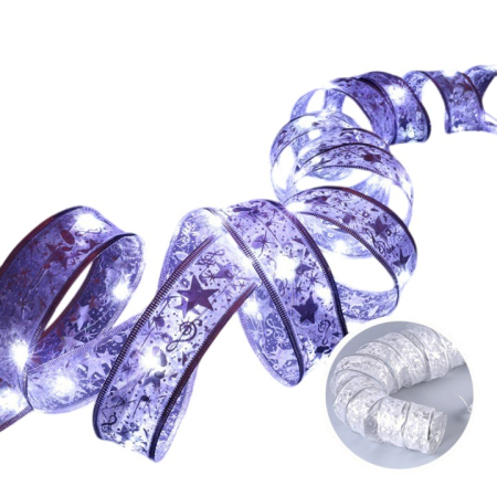 Panglică LED de Crăciun Aurie, lungime 5 m , 50 LED-uri, Baterii, Alb Rece [4]