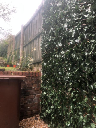 Panou de gard/paravan din lemn si frunze artificiale, extensibil, 100x200cm [11]