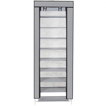 Pantofar din material textil, portabil, cu rafturi, 60x28x168cm, gri [15]