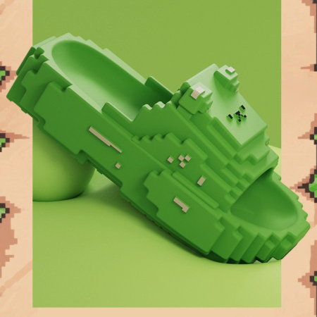 Papuci Casual pentru Adolescenti, , Model Unisex de Forma Pixel, Rezistenti Usori si Moi din Spuma EVA Antiderapanti, Marime 40-41, Verde deschis [4]