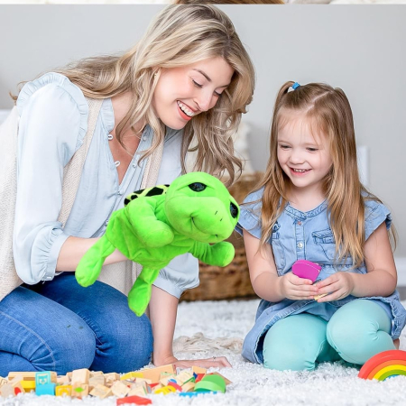 Papusa de Mana pentru Teatru de Papusi, , din Plus, 25 x 10 x 8 cm, Model Broasca, Verde [4]