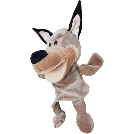 Jucarii interactive - Papusa de Mana pentru Teatru de Papusi, , din Plus, 25 x 10 x 8 cm, Model Lup, Bej