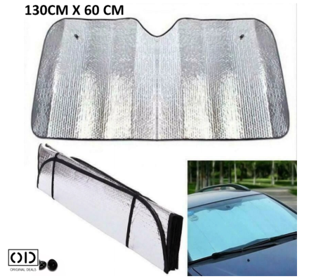 Parasolar Auto ORIGINAL DEALS, Silver Metalic, 130x60 cm – Protectie Eficienta UV, Reduce Temperatura din Interior, Cu Ventuze Incluse [1]