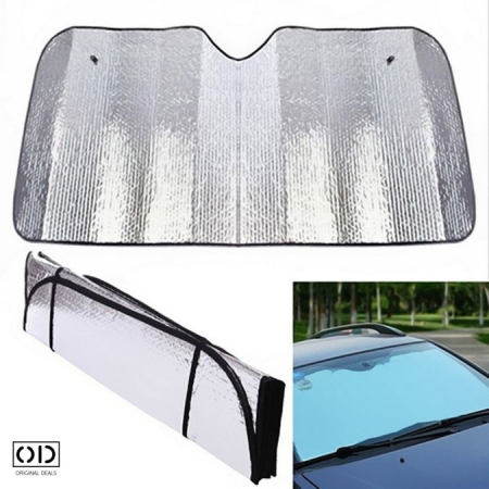 Parasolar Auto ORIGINAL DEALS, Silver Metalic, 130x60 cm – Protectie Eficienta UV, Reduce Temperatura din Interior, Cu Ventuze Incluse [2]