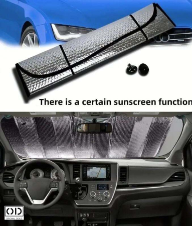 Parasolar Auto ORIGINAL DEALS, Silver Metalic, 130x60 cm – Protectie Eficienta UV, Reduce Temperatura din Interior, Cu Ventuze Incluse [4]
