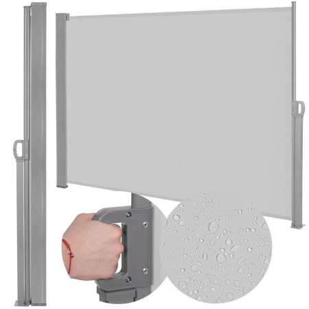 Paravan lateral pentru intimitate, extensibil, sistem fixare inclus, 160x300cm, gri deschis [3]