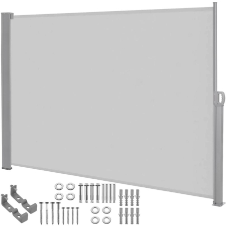 Paravan lateral pentru intimitate, extensibil, sistem fixare inclus, 160x300cm, gri deschis [4]