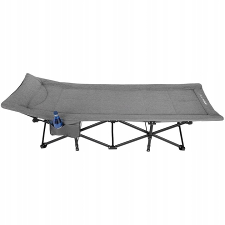 Pat pliant pentru camping, cu saltea si perna, structura metalica, 190x70x37cm, gri [14]