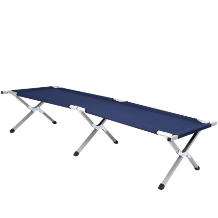 Timp liber - Pat pliant pentru camping, structura metalica, 190x74x42cm, 150kg, albastru marin