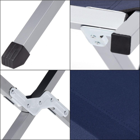 Pat pliant pentru camping, structura metalica, 190x74x42cm, 150kg, albastru marin [13]