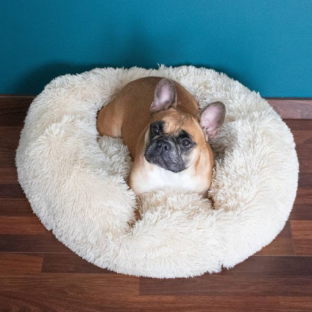 Pat Sersimo pentru caini si pisici, cu husa detasabila, bej, diametru 90cm [11]