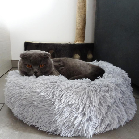 Pat Sersimo pentru caini si pisici, cu husa detasabila, gri, diametru 100cm [12]