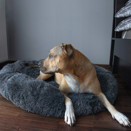 Pat Sersimo pentru caini si pisici, cu husa detasabila, gri inchis, diametru 80cm [10]