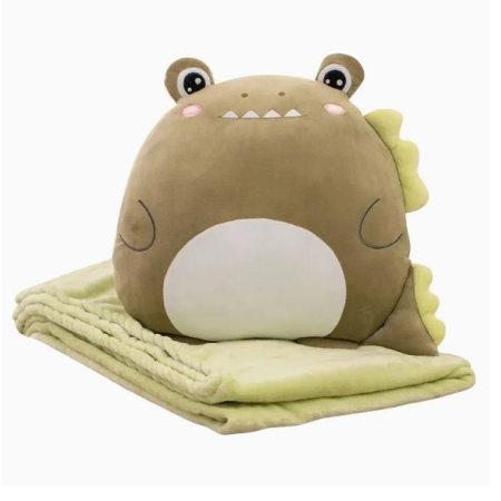 Patura 2in1 pentru Pat sau Canapea, , Model Jucarie Crocodil cu Spatiu de Depozitare Patura, Microfibra, 1x1.7 m, Verde [3]