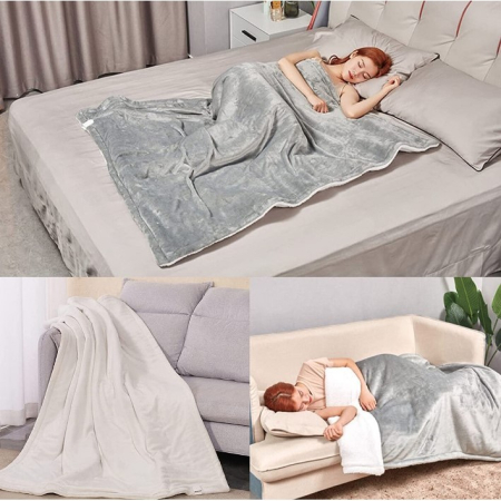 Patura Cu Incalzire Electrica, , 135 W, 180x130 cm, 6 Trepte De Incalzire, Flanel, Gri [2]