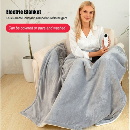 Patura Cu Incalzire Electrica, , 135 W, 180x130 cm, 6 Trepte De Incalzire, Flanel, Gri [7]