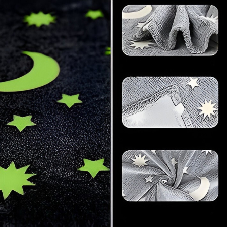 Patura Fosforescenta, , Moale, Pufoasa, Lumineaza in Intuneric, 1.5x2 m, Model Cer Instelat, Gri [4]