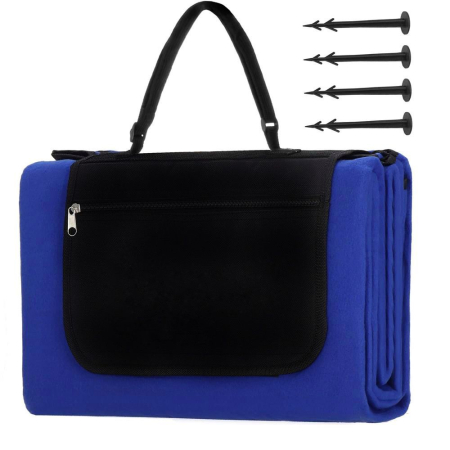 Patura pentru picnic sau plaja, cu folie izolatoare si maner, 150x200cm, albastru cobalt [7]