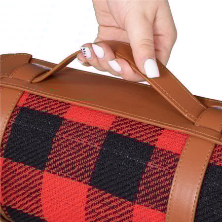 Patura pentru picnic sau plaja, cu folie izolatoare si maner, 150x200cm, rosu negru [3]