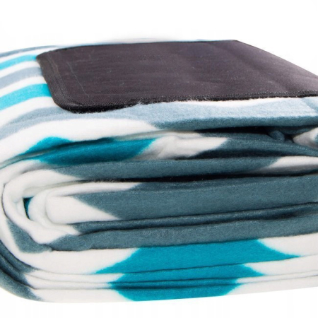 Patura pentru picnic sau plaja, cu folie izolatoare si maner, 160x200cm, alb albastru [4]