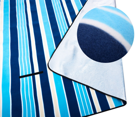 Patura pentru picnic sau plaja, cu folie izolatoare si maner, 200x200cm, alb albastru [11]