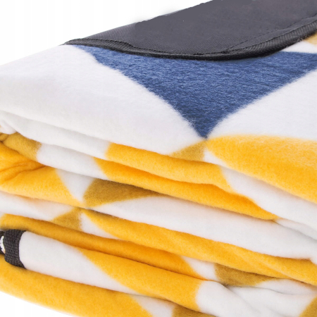 Patura pentru picnic sau plaja, cu folie izolatoare si maner, 200x200cm, albastru galben [2]