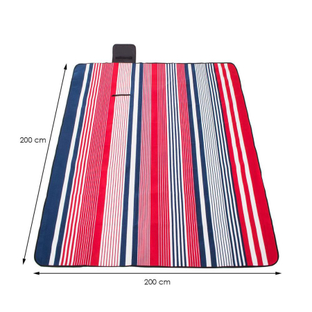 Patura pentru picnic sau plaja, cu folie izolatoare si maner, 200x200cm, albastru rosu [7]
