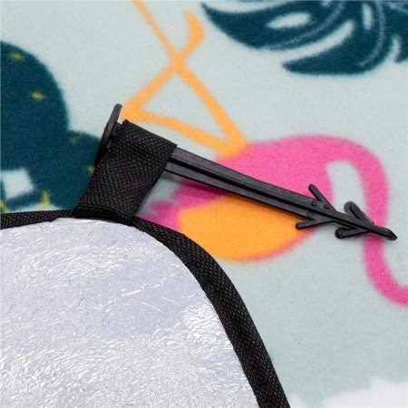 Patura pentru picnic sau plaja, cu folie izolatoare si maner, 150x200cm, model tropical, alb verde [9]