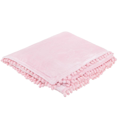 Patura pufoasa cu pampoane mici, 2 persoane, 200x220cm, roz [9]