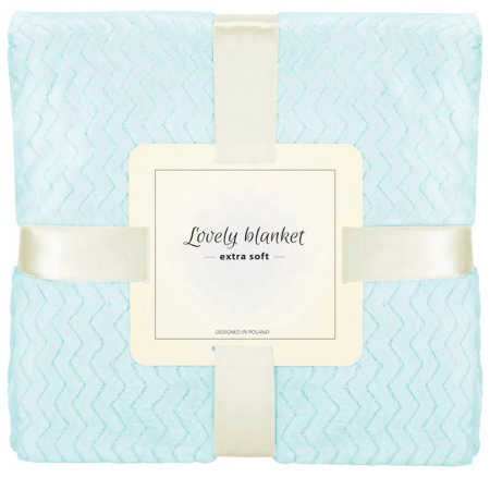Disponibil livrare locker S - Patura pufoasa pentru 2 persoane, 2 fete, model in relief, 200x220cm, albastru