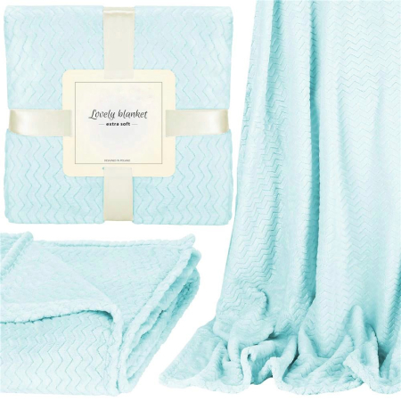 Patura pufoasa pentru 2 persoane, 2 fete, model in relief, 200x220cm, albastru [1]