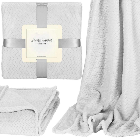 Patura pufoasa pentru 2 persoane, 2 fete, model in relief, 200x220cm, gri [11]