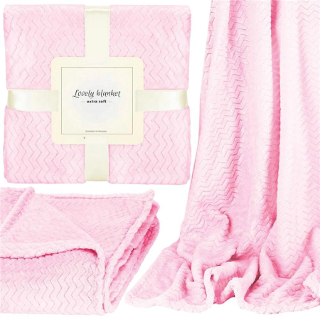 Patura pufoasa pentru 2 persoane, 2 fete, model in relief, 200x220cm, roz [11]
