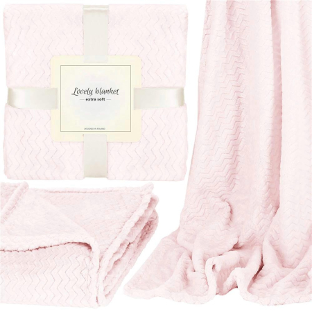 Patura pufoasa pentru 2 persoane, 2 fete, model in relief,  200x220cm, roz pal [1]