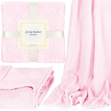 Patura pufoasa pentru 2 persoane, 2 fete, model in relief, 200x220cm, roz pudra [11]