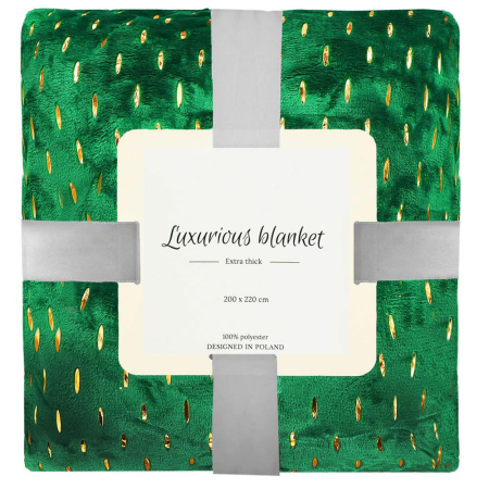 Disponibil livrare locker S - Patura pufoasa pentru 2 persoane, 2 fete, model in relief, 200x220cm, verde