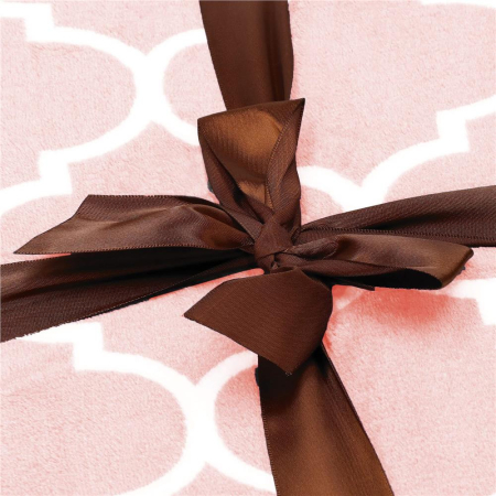 Patura pufoasa pentru 2 persoane, 200x220cm, cu model trifoi marocan, roz [6]