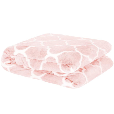 Patura pufoasa pentru 2 persoane, 200x220cm, cu model trifoi marocan, roz [11]