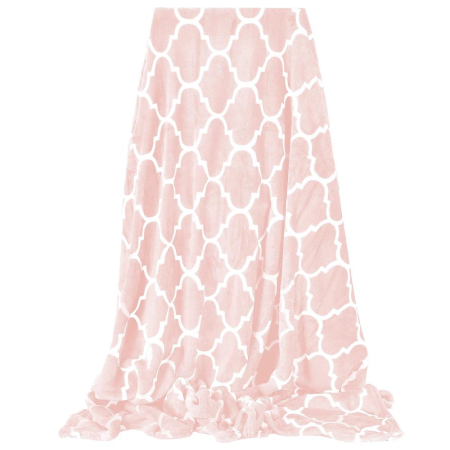 Patura pufoasa pentru 2 persoane, 200x220cm, cu model trifoi marocan, roz [8]