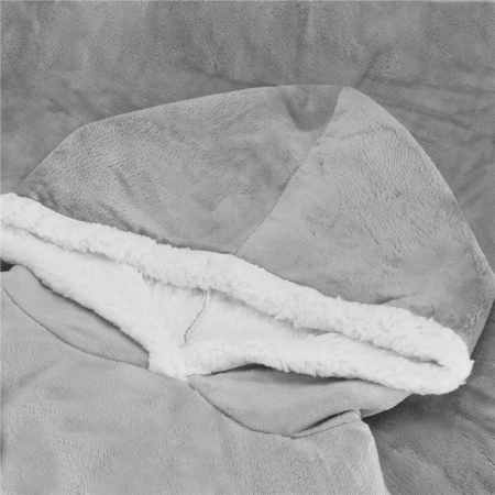 Patura tip hanorac, cu maneci, gluga si buzunare, material plus, marime universala, gri [10]