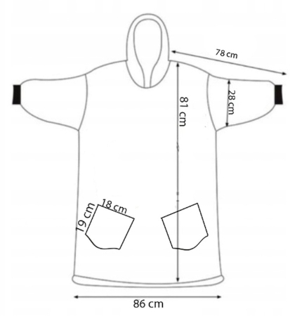 Patura tip hanorac, cu maneci, gluga si buzunare, material plus, marime universala, roz [10]