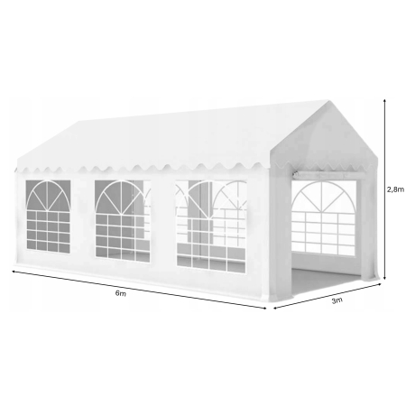 Pavilion de gradina profesional, cu cadru otel 38 mm, acoperis impermeabil 450g/m2, 6x3x2,8 m, alb [4]