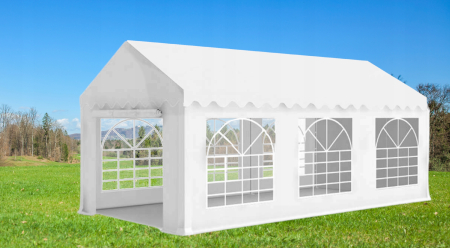 Pavilion de gradina profesional, cu cadru otel 38 mm, acoperis impermeabil 450g/m2, 6x3x2,8 m, alb [1]