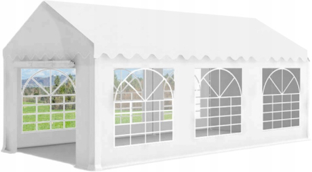 Pavilion de gradina profesional, cu cadru otel 38 mm, acoperis impermeabil 450g/m2, 6x3x2,8 m, alb [2]