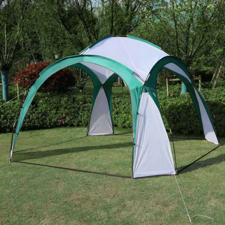 Pavilion gradina 350x350x230 cm, structura fibra de sticla, acoperis poliester impermeabil, verde cu alb [7]