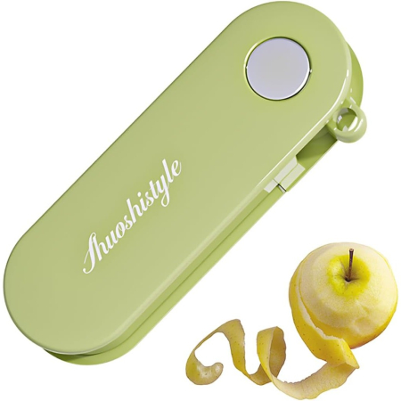 Peeler pentru Legume si Fructe, , 3.6 x 9.1 cm, Multifunctional, Curatator Pliabil, din ABS si Otel Inoxidabil, Verde [3]