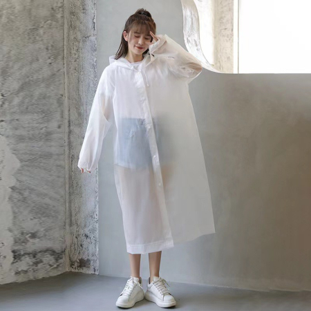 Pelerina de Ploaie, , pentru Adulti 150-180 cm, din EVA, Impermeabila, Rezistenta la Vant, Inchidere cu Capse, 140 g, Alb [3]