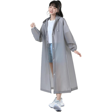 Pelerina de Ploaie, , pentru Adulti 150-180 cm, din EVA, Impermeabila, Rezistenta la Vant, Inchidere cu Capse, 140 g, Gri [1]